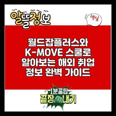 월드잡플러스와 K-MOVE 스쿨로 알아보는 해외 취업 정보 완벽 가이드