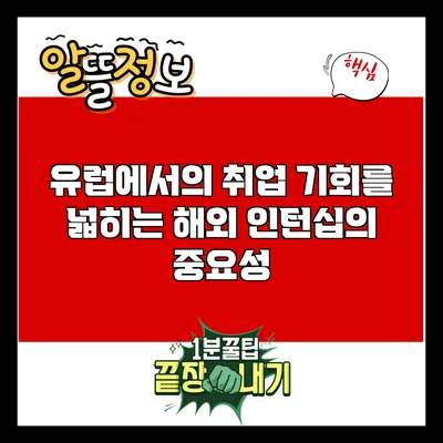 유럽에서의 취업 기회를 넓히는 해외 인턴십의 중요성