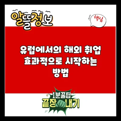 유럽에서의 해외 취업: 효과적으로 시작하는 방법