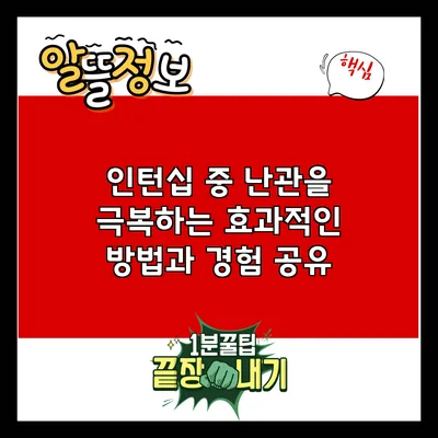 인턴십 중 난관을 극복하는 효과적인 방법과 경험 공유