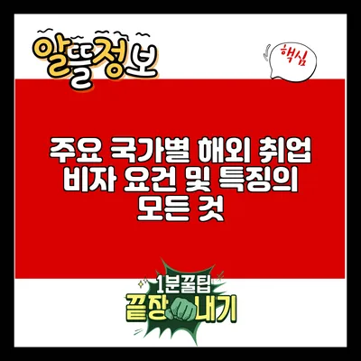 주요 국가별 해외 취업 비자 요건 및 특징의 모든 것