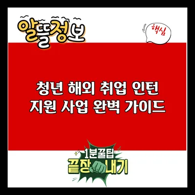청년 해외 취업 인턴 지원 사업 완벽 가이드