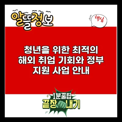 청년을 위한 최적의 해외 취업 기회와 정부 지원 사업 안내