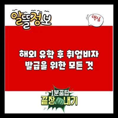 해외 유학 후 취업비자 발급을 위한 모든 것