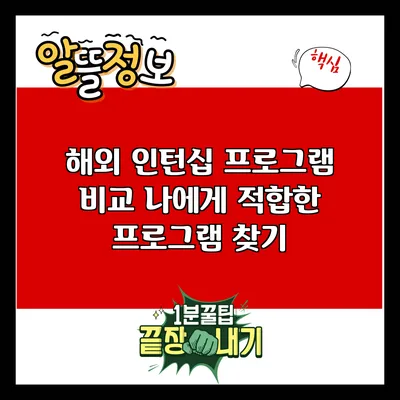 해외 인턴십 프로그램 비교: 나에게 적합한 프로그램 찾기