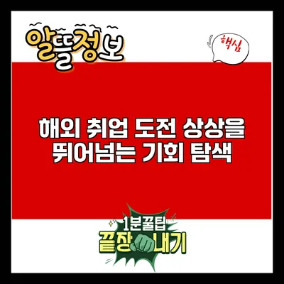 해외 취업 도전: 상상을 뛰어넘는 기회 탐색