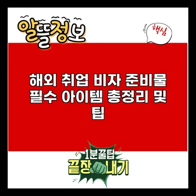 해외 취업 비자 준비물: 필수 아이템 총정리 및 팁