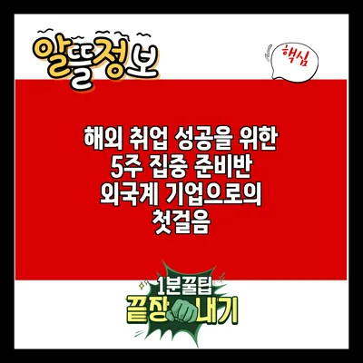 해외 취업 성공을 위한 5주 집중 준비반: 외국계 기업으로의 첫걸음