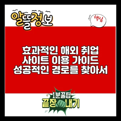 효과적인 해외 취업 사이트 이용 가이드: 성공적인 경로를 찾아서