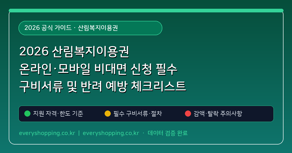 2026 산림복지이용권 온라인·모바일 비대면 신청 필수 구비서류 및 반려 예방 체크리스트